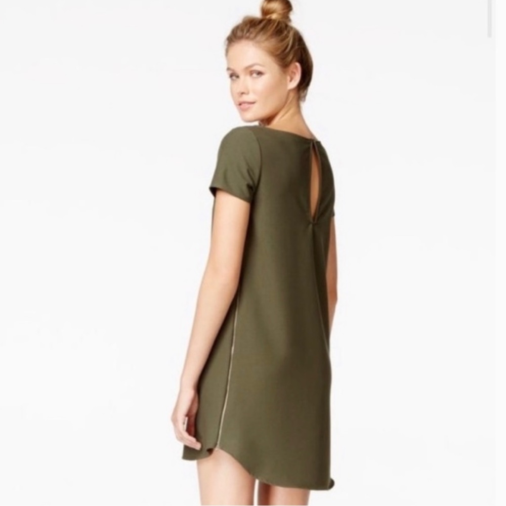 Bar III Olive Green Short Sleeve Mini Dress